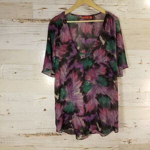 Elle floral flowy polyester top